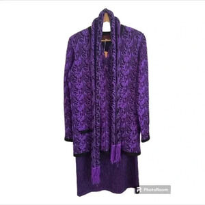Aya Womens Vintage Purple Sweater Skirt Set
